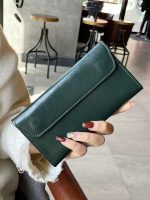 Wholesale Women Simple Solid Color Leather Long Purses - Image 12
