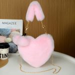 Wholesale Women Fashion Casual Solid Color Plush Heart-Shaped Large Capacity Handbag - Image 8