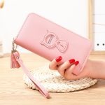 Wholesale Women Fashion Solid Color Cartoon Cat Tassel Zipper Long Purses - Image 12