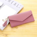 Wholesale Women Fashion Solid Color Flip Tassel Pendant Long Purses - Image 12