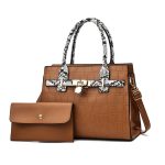 Women Fashion Snake Pattern Square Large Capacity Purses Handle Shoulder Bag Suit - Image 9