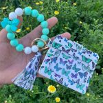 Women Fashion Leopard Butterfly Pu Leather Silicone Bracelet Keychain Wallet - Image 9