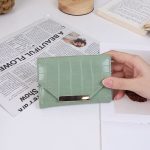 Women Fashion Casual Solid Color Crocodile Pattern Short Three-Fold Coin Wallet - Image 12