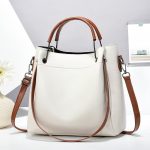 Women Retro Color Blocking Large Capacity Street Style Bucket Handbag - Image 8