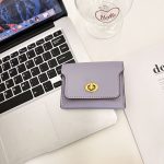 Women Fashion Simple Solid Color Lock Mini Pu Wallet - Image 12