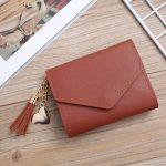 Wholesale Women Fashion Simple Solid Color Tassel Pendant Three-Fold Wallet - Image 12