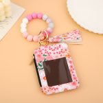 Wholesale Women Fashion Floral Printed Silicone Bead Bracelet Keychain Card Bag - Image 9