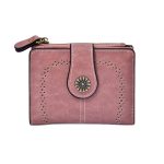 Wholesale Women Fashion Retro Solid Color Oil Leather Hollow-Out Multifunctional Zipper Wallet - Image 11