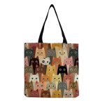 Wholesale Fashionable Foldable Portable Cute Cat Group Printing Shopping Bag - Image 30