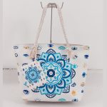 Women Stylish Evil Eye Printed Large-Capacity Canvas Tote Bag - Image 12