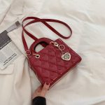 Wholesale Women Fashion Solid Color Heart Diamond Square Handle Crossbody Bag - Image 12