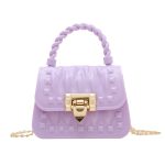 Women Fashion Solid Color Mini Lock Chain Crossbody Bag - Image 12
