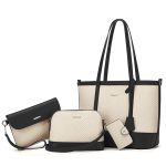 Women Fashion Casual Color Block Large Capacity Tote Bag Four-Piece Bag Set - Image 12