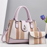 Women Fashion Casual Color Block Large Capacity Pu Handbag Two-Piece Set - Image 11