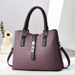 Women Fashion Color Contrast Crocodile Pattern Handbag - Image 11