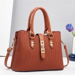 Wholesale Women Fashion Casual Solid Color Vertical Stripes Large Capacity Handbag - Image 11