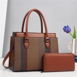 Wholesale Women Fashion Casual Contrast Color Large Capacity Handbag Two-Piece Bag Set - Image 9