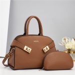 Wholesale Women Fashion Casual Solid Color Pu Large Capacity Handbag Two-Piece Set - Image 11