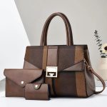Wholesale Women Fashion Casual Color Block Stripe Handbag Three-Piece Set - Image 8