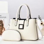 Women Fashion Simple Solid Color Bag Large Capacity Handbag Two-Piece Set - Image 8