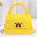 Women Fashion Leaf Pattern Mini Flap Lock Chain Crossbody Jelly Bag - Image 13