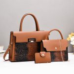Wholesale Crocodile Pu Women Portable Shoulder Bag Three-Piece Bag Set - Image 9