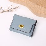 Wholesale Women Simple Solid Color Flap Lock Square Mini Wallet - Image 12