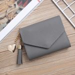 Wholesale Women Fashion Simple Solid Color Tassel Pendant Three-Fold Wallet - Image 13