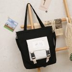 Wholesale Student Campus Large-Capacity Square Canvas Shoulder Tote Bag Letter Shopping Bag - Image 23