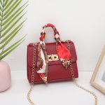 Fashion Solid Color Silk Scarf Hand Chain Crossbody Bag - Image 13