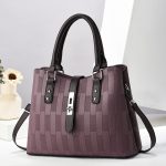 Women Fashion Color Contrast Crocodile Pattern Handbag - Image 12