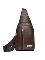 Men Fashion Casual Solid Color Soft Leather Business Chest Bag - Image 13