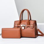 Wholesale Women Fashion Casual Solid Color Bag Stone Pattern Large Capacityhandbag Set - Image 9