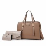 Wholesale Women Casual Simple Solid Color Bag Large Capacity Handbag Three-Piece Set - Image 7