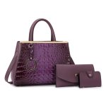 Wholesale Women Fashion Casual Crocodile Pattern Bag Large Capacity Handbag Three-Piece Set - Image 8