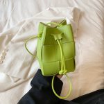 Wholesale Women Fashion Solid Color Woven Pu Bucket Shoulder Bag - Image 12