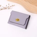 Wholesale Women Simple Solid Color Flap Lock Square Mini Wallet - Image 13
