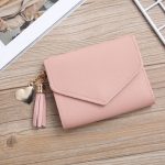 Wholesale Women Fashion Simple Solid Color Tassel Pendant Three-Fold Wallet - Image 14