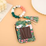 Wholesale Women Fashion Floral Printed Silicone Bead Bracelet Keychain Card Bag - Image 11