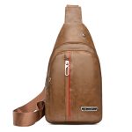 Men Fashion Casual Solid Color Soft Leather Business Chest Bag - Image 14