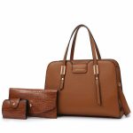 Wholesale Women Casual Simple Solid Color Bag Large Capacity Handbag Three-Piece Set - Image 8