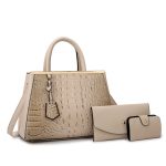 Wholesale Women Fashion Casual Crocodile Pattern Bag Large Capacity Handbag Three-Piece Set - Image 9