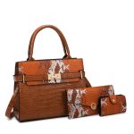 Women Fashion Snake Pattern Large Capacity Handbag Sets - Image 9