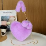 Wholesale Women Fashion Casual Solid Color Plush Heart-Shaped Large Capacity Handbag - Image 10