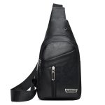 Men Fashion Casual Solid Color Soft Leather Business Chest Bag - Image 15