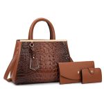 Wholesale Women Fashion Casual Crocodile Pattern Bag Large Capacity Handbag Three-Piece Set