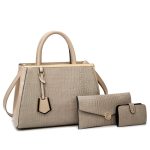 Wholesale Women Fashion Casual Solid Color Bag Stone Pattern Patchwork Handbag Three-Piece Set - Image 10