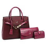 Wholesale Women Fashion Casual Litchi Pattern Large Capacity Soft PU Handbag Three-Piece Bag Set - Image 8