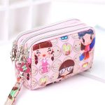 Women Fashion Solid Color Frosted Three-Layer Zipper Storage Purses - Image 15