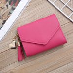 Wholesale Women Fashion Simple Solid Color Tassel Pendant Three-Fold Wallet - Image 15